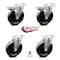 Service Caster 6 Inch Phenolic Wheel Swivel Top Plate Caster Set with 2 Brakes SCC-20S615-PHR-2-PLB-2 - alternate 6